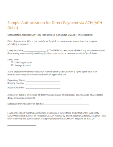 ach direct payment form