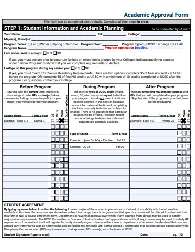 academic approval form template