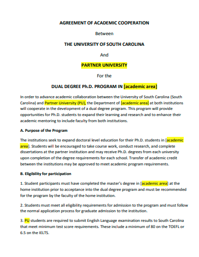 academic cooperation agreement template