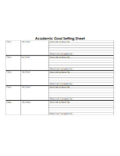 academic goal setting worksheet