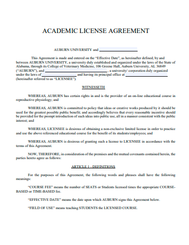 academic license agreement template