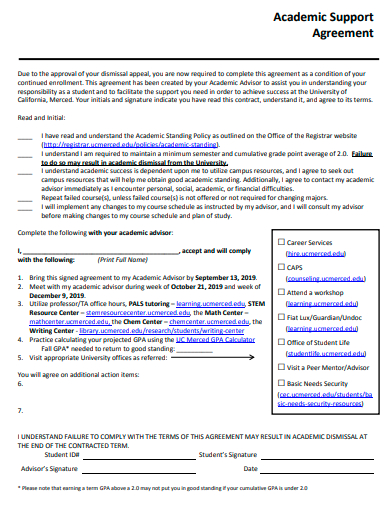 academic support agreement template