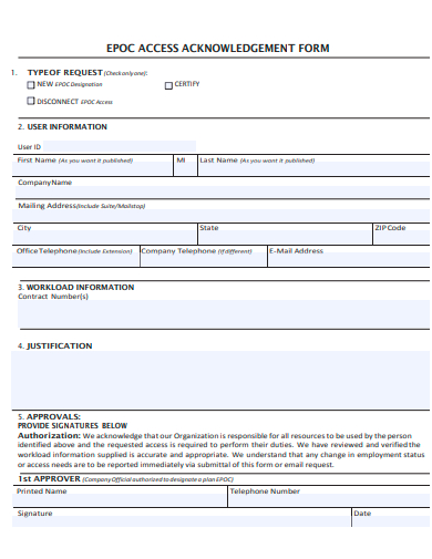 access acknowledgement form template