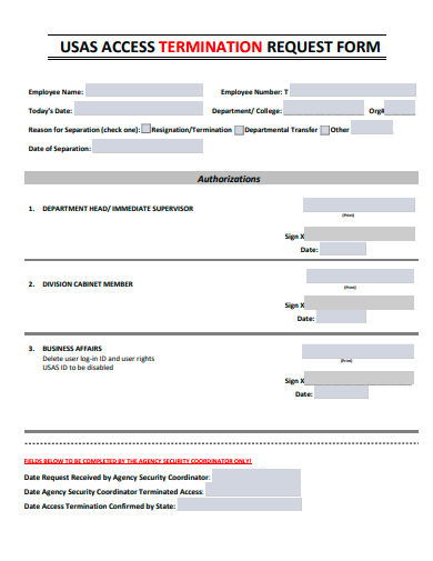 access termination request form template