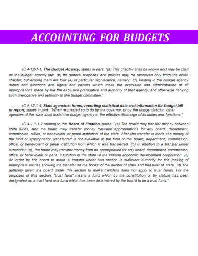accounting for budgets