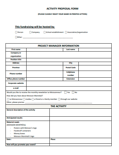 activity proposal form example