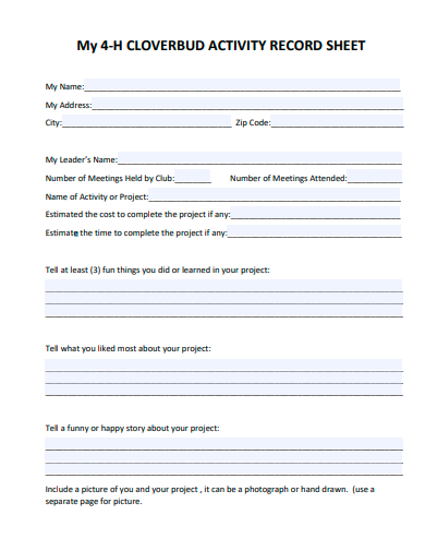 activity record sheet template
