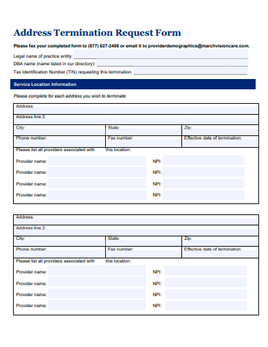 address termination request form template