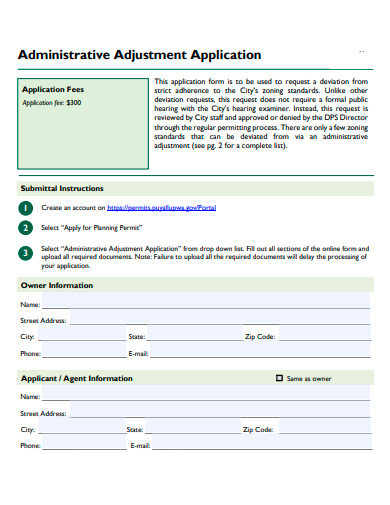 administrative adjustment application template