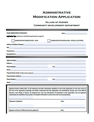 administrative modification application template
