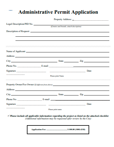 administrative permit application template