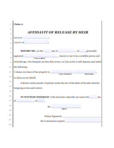 affidavit of heir release