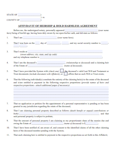 affidavit of heirship agreement