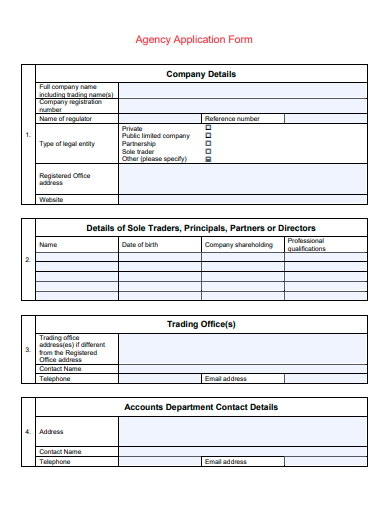 agency application form template