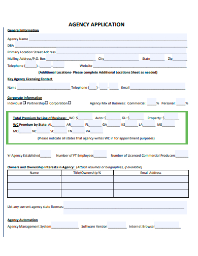 agency application template
