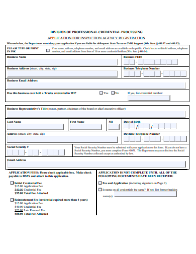 agency registration application template