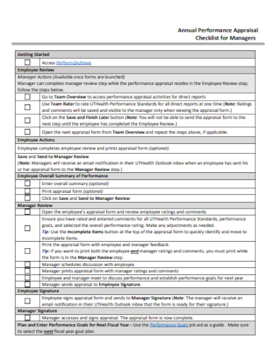 annual employee appraisal checklist