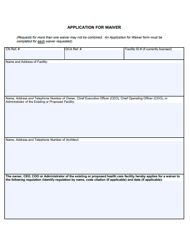 application for waiver template