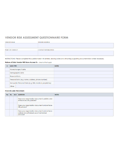 assessment questionnaire form
