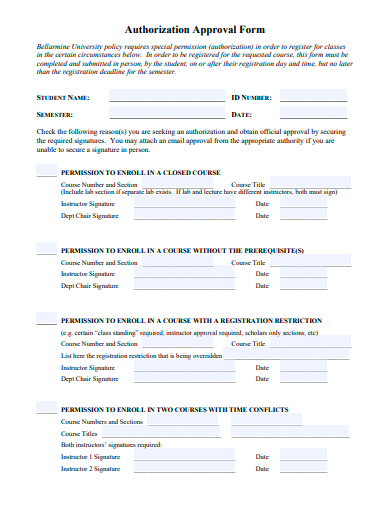 authorization approval form template