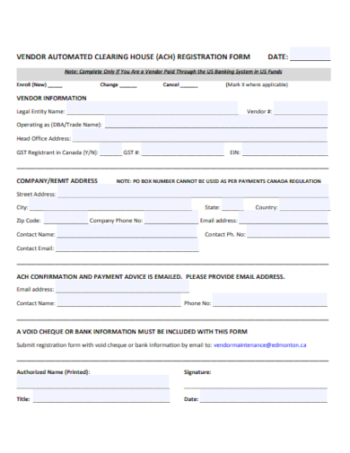 basic ach registration form
