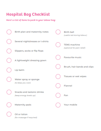 basic hospital bag checklist