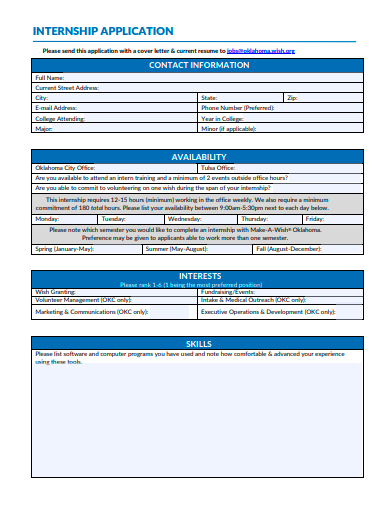 basic internship application template