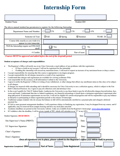 basic internship form template