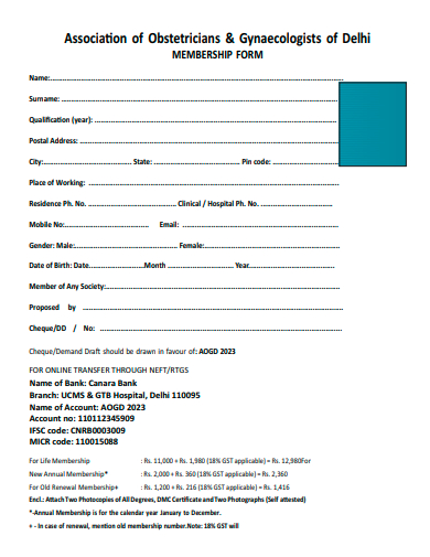basic membership form template