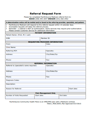 basic referral request form template