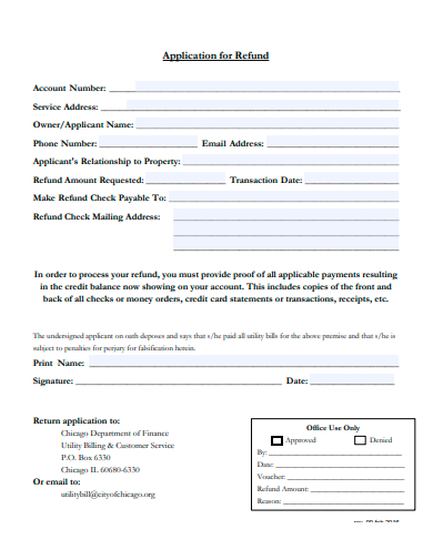 basic refund application template