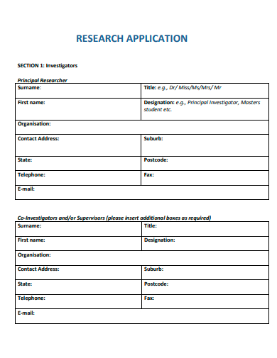 basic research application template