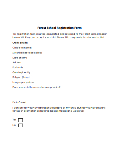 basic school registration form