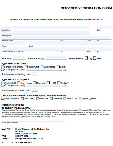 basic service verification form template