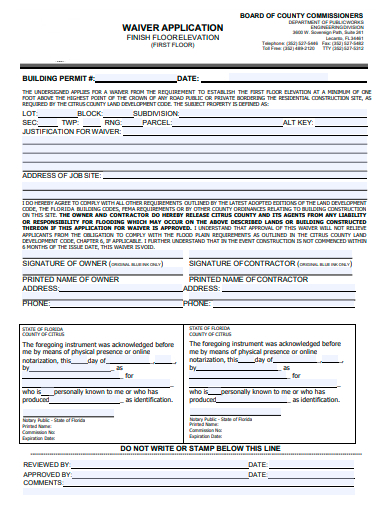 basic waiver application template