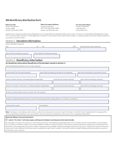 beneficiary distribution form template