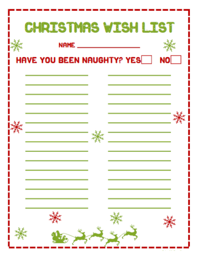 blank christmas wish list template
