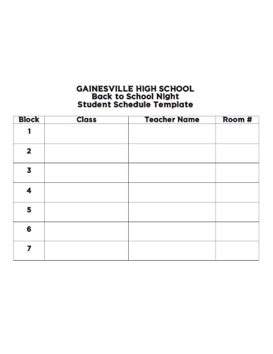 blank high school schedule