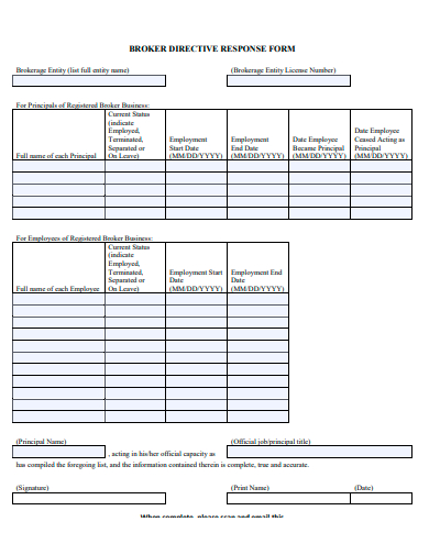 broker directive response form template