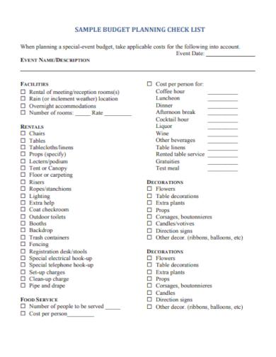 budget planning checklist