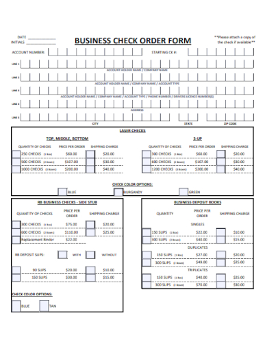 business check order form