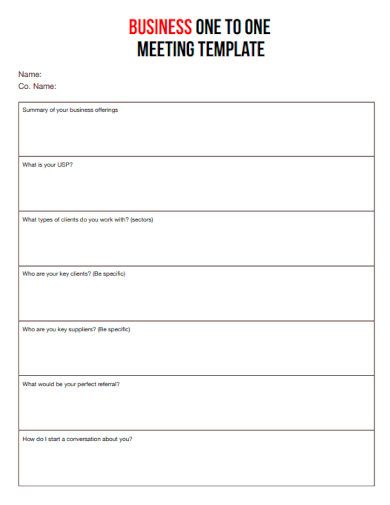 business one on one meeting template