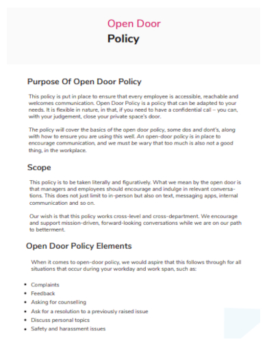 business open door policy