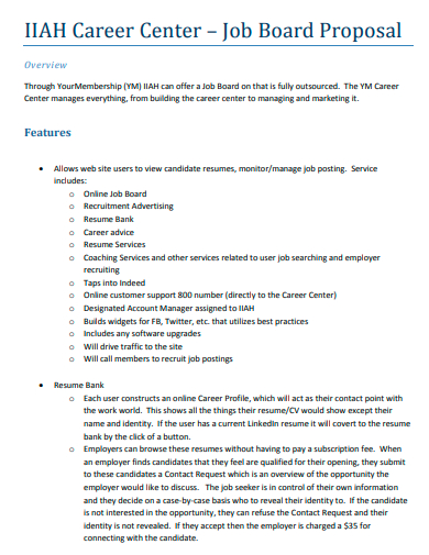 career center job board proposal template