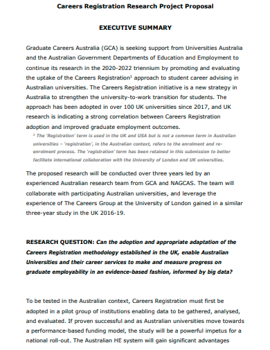 careers registration research project proposal template