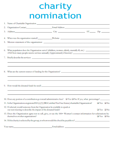 charity nomination
