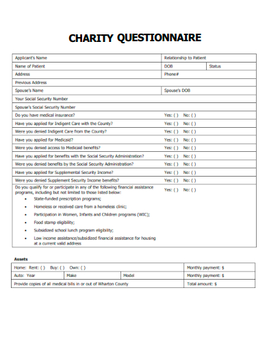 charity questionnaire