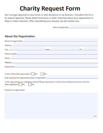 charity request form