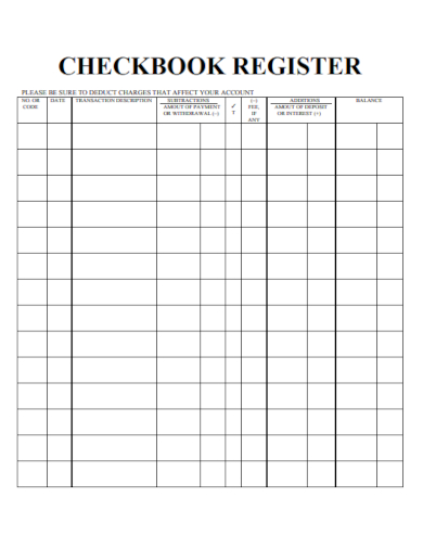 checkbook register writing template