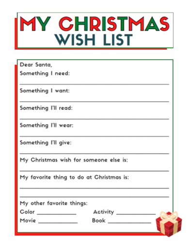 christmas santa wish list